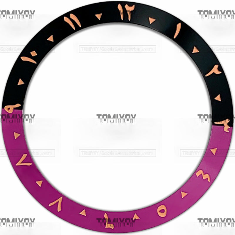 38MM Rose Gold Red Blue Black Green Arabic numerals Aluminium Sloped Watch Bezel Insert Fit For S-K-X Mechanical Wristwatch