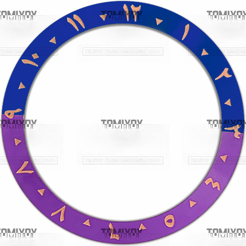 38MM Rose Gold Red Blue Black Green Arabic numerals Aluminium Sloped Watch Bezel Insert Fit For S-K-X Mechanical Wristwatch