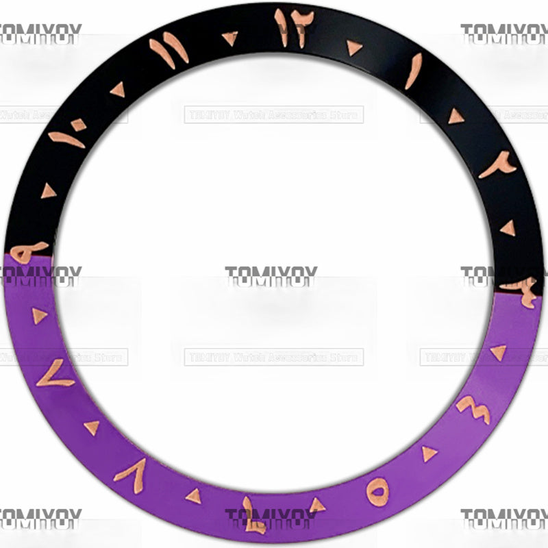38MM Rose Gold Red Blue Black Green Arabic numerals Aluminium Sloped Watch Bezel Insert Fit For S-K-X Mechanical Wristwatch