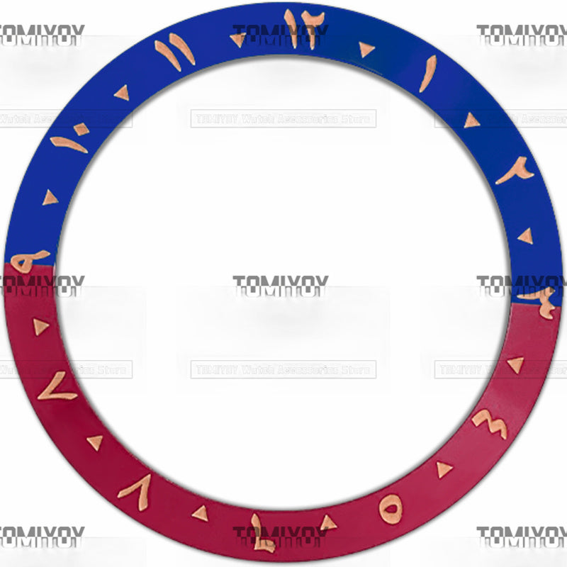 38MM Rose Gold Red Blue Black Green Arabic numerals Aluminium Sloped Watch Bezel Insert Fit For S-K-X Mechanical Wristwatch