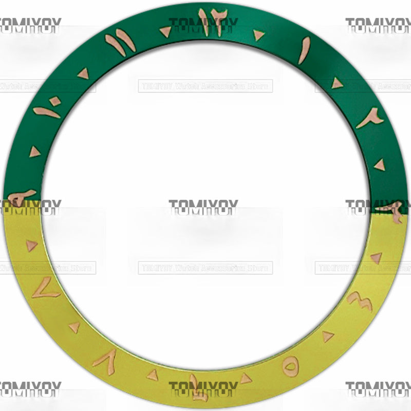 38MM Rose Gold Red Blue Black Green Arabic numerals Aluminium Sloped Watch Bezel Insert Fit For S-K-X Mechanical Wristwatch