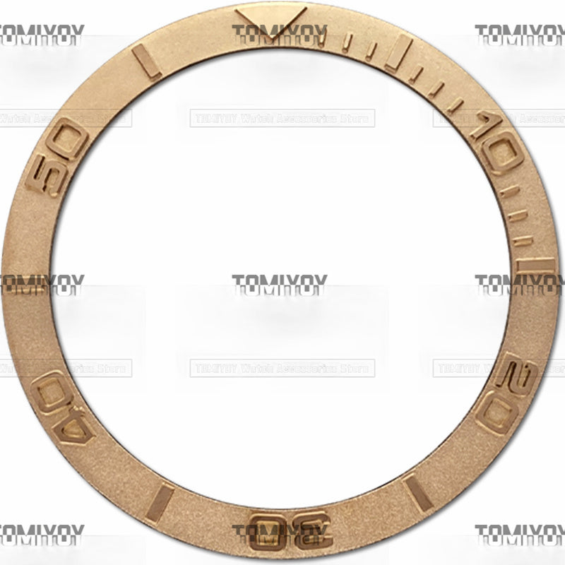 38MM Gold Rose Gold Sliver Blue Convex Metal Stainless Steel Flat Watch Bezel Insert Fit For S-K-X Mechanical Wristwatch