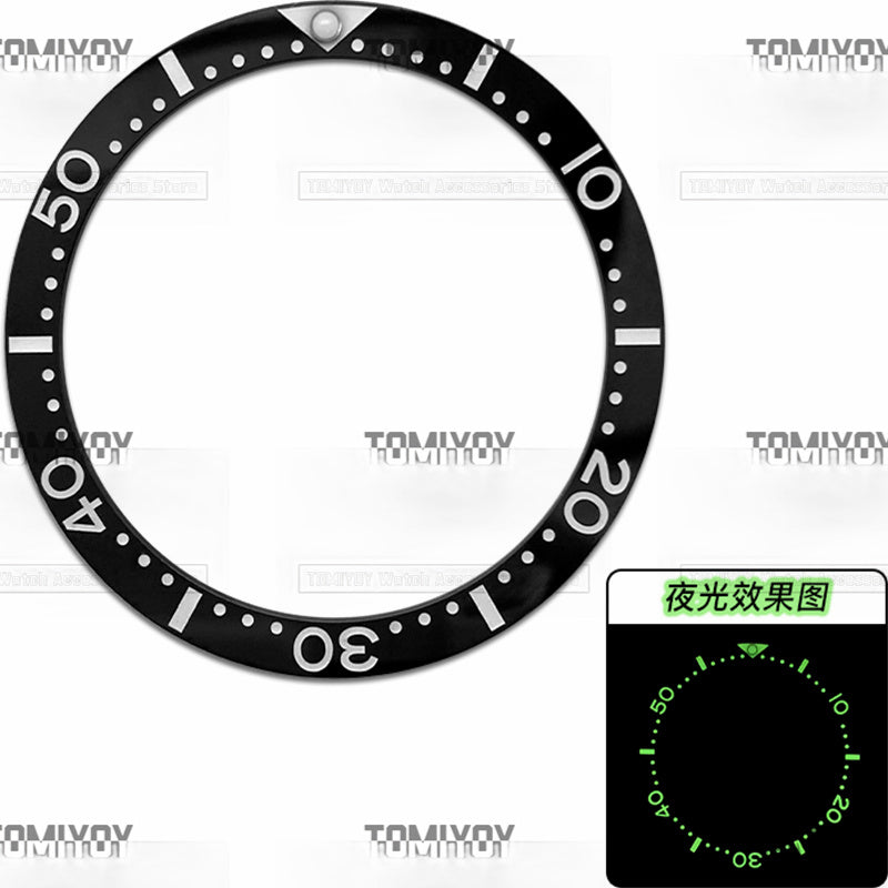 38MM Green Luminous Black Grey Blue Green Dark Blue Ceramics Flat Watch Bezel Insert Fit For S-K-X Mechanical Wristwatch