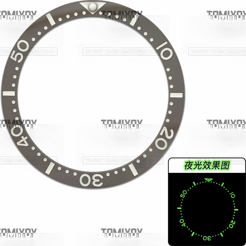 38MM Green Luminous Black Grey Blue Green Dark Blue Ceramics Flat Watch Bezel Insert Fit For S-K-X Mechanical Wristwatch