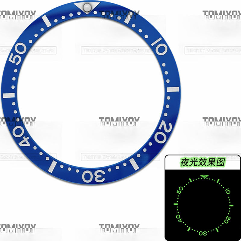 38MM Green Luminous Black Grey Blue Green Dark Blue Ceramics Flat Watch Bezel Insert Fit For S-K-X Mechanical Wristwatch