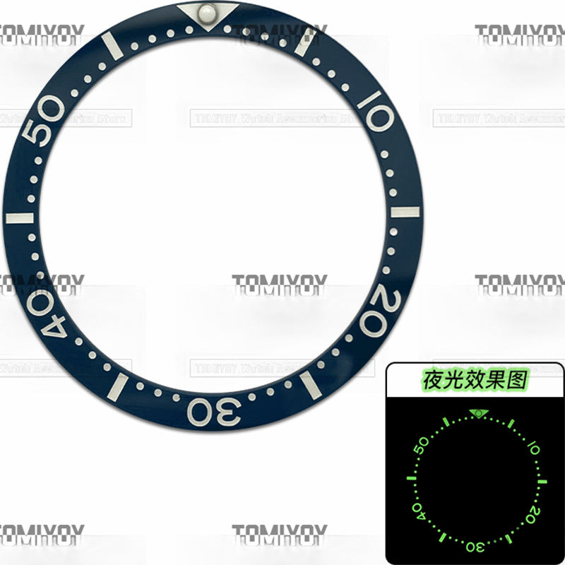 38MM Green Luminous Black Grey Blue Green Dark Blue Ceramics Flat Watch Bezel Insert Fit For S-K-X Mechanical Wristwatch