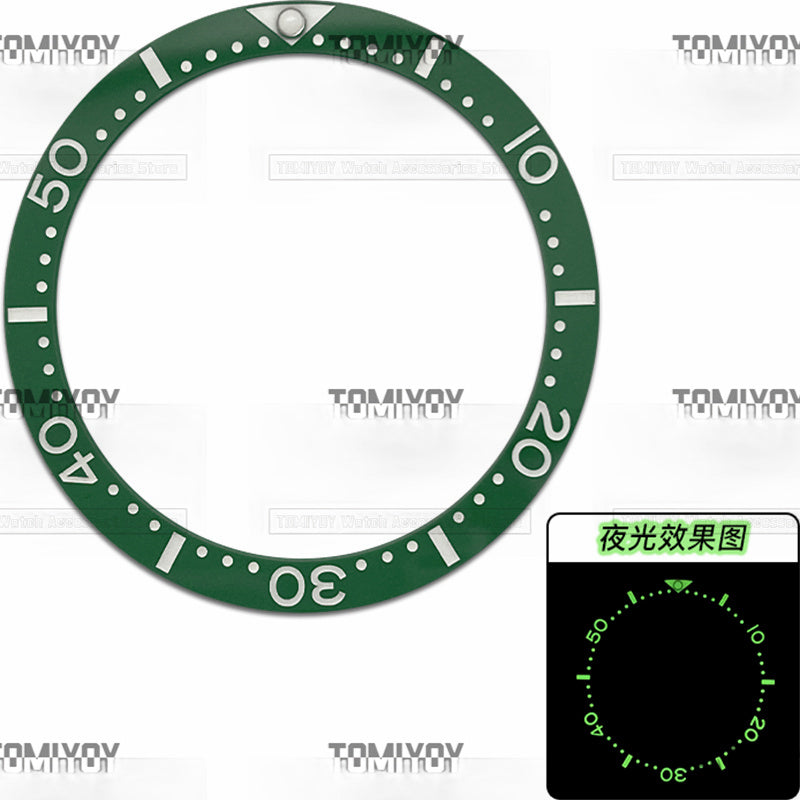 38MM Green Luminous Black Grey Blue Green Dark Blue Ceramics Flat Watch Bezel Insert Fit For S-K-X Mechanical Wristwatch