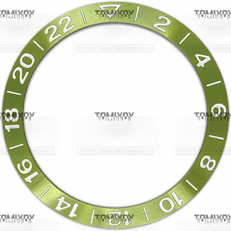 38MM Green Yellow Black Sliver Aluminium Sloped Watch Bezel Insert Fit For S-K-X Mechanical Wristwatch