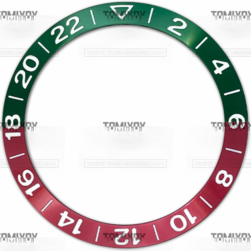 38MM Green Yellow Black Sliver Aluminium Sloped Watch Bezel Insert Fit For S-K-X Mechanical Wristwatch