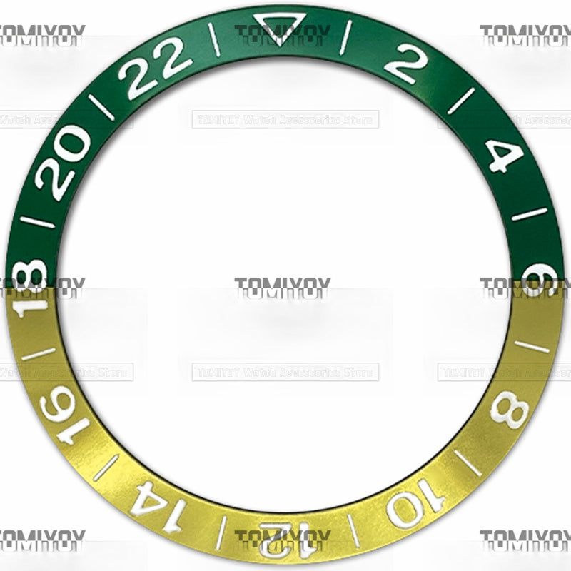 38MM Green Yellow Black Sliver Aluminium Sloped Watch Bezel Insert Fit For S-K-X Mechanical Wristwatch