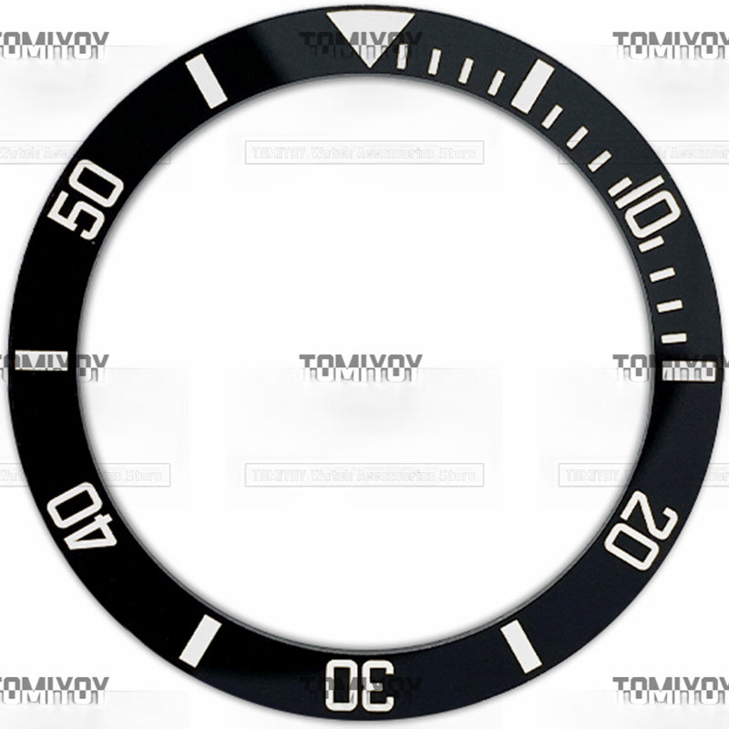 38MM Black Ceramics Flat Watch Bezel Insert Fit For S-K-X Mechanical Wristwatch