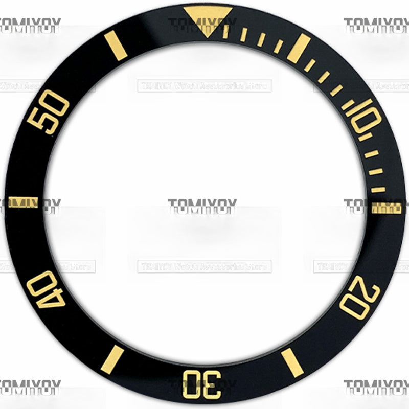38MM Black Ceramics Flat Watch Bezel Insert Fit For S-K-X Mechanical Wristwatch
