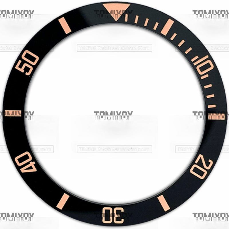 38MM Black Ceramics Flat Watch Bezel Insert Fit For S-K-X Mechanical Wristwatch