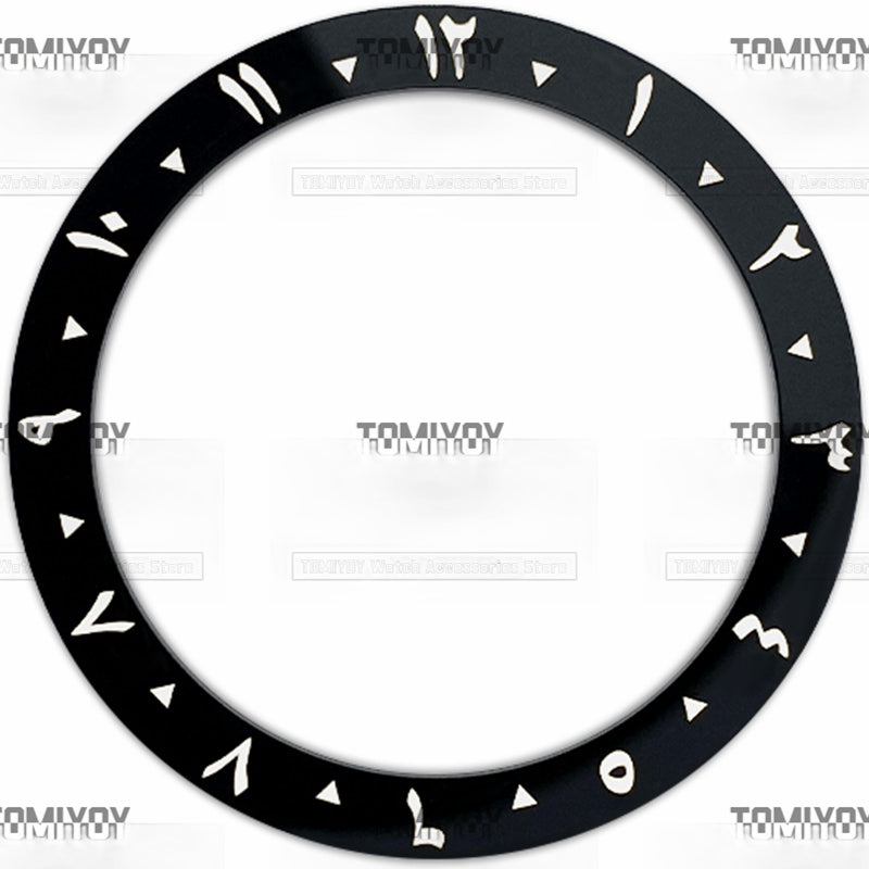 38MM Black Ceramics Flat Watch Bezel Insert Fit For S-K-X Mechanical Wristwatch