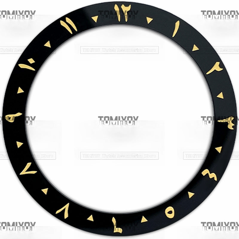 38MM Black Ceramics Flat Watch Bezel Insert Fit For S-K-X Mechanical Wristwatch