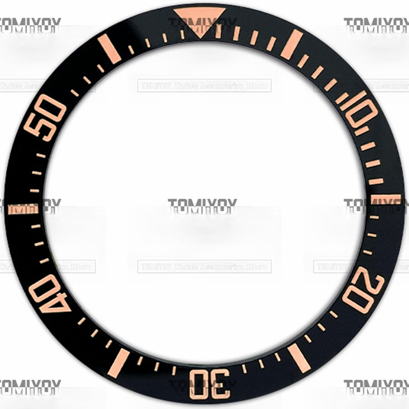 38MM Black Ceramics Flat Watch Bezel Insert Fit For S-K-X Mechanical Wristwatch