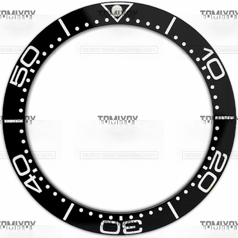 38MM Black Ceramics Flat Watch Bezel Insert Fit For S-K-X Mechanical Wristwatch