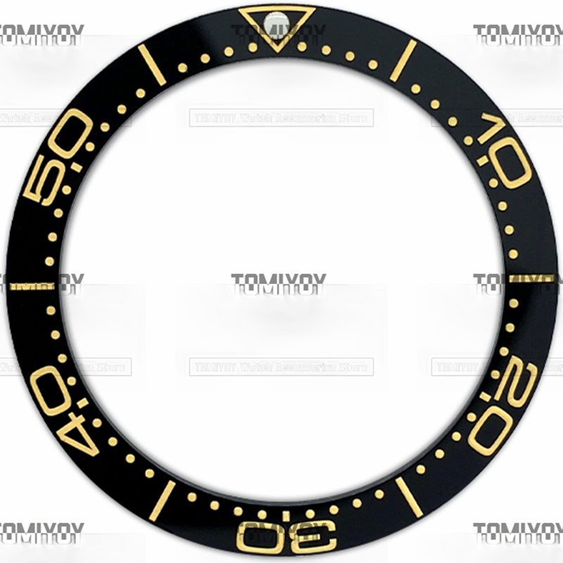 38MM Black Ceramics Flat Watch Bezel Insert Fit For S-K-X Mechanical Wristwatch