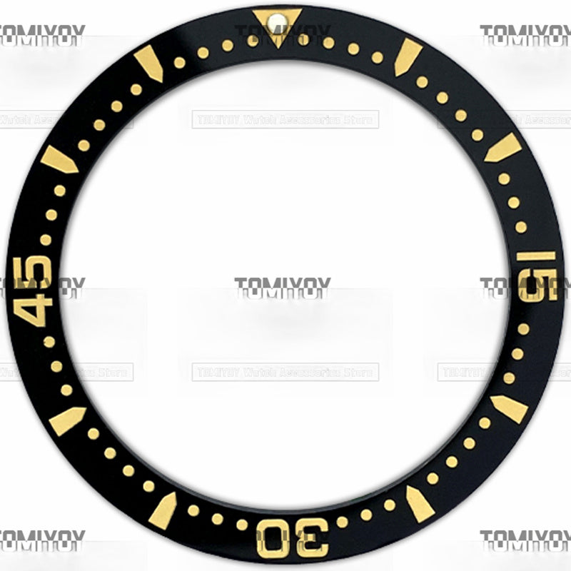 38MM Black Ceramics Flat Watch Bezel Insert Fit For S-K-X Mechanical Wristwatch