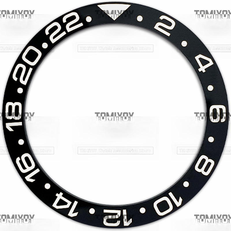 38MM Black Ceramics Flat Watch Bezel Insert Fit For S-K-X Mechanical Wristwatch
