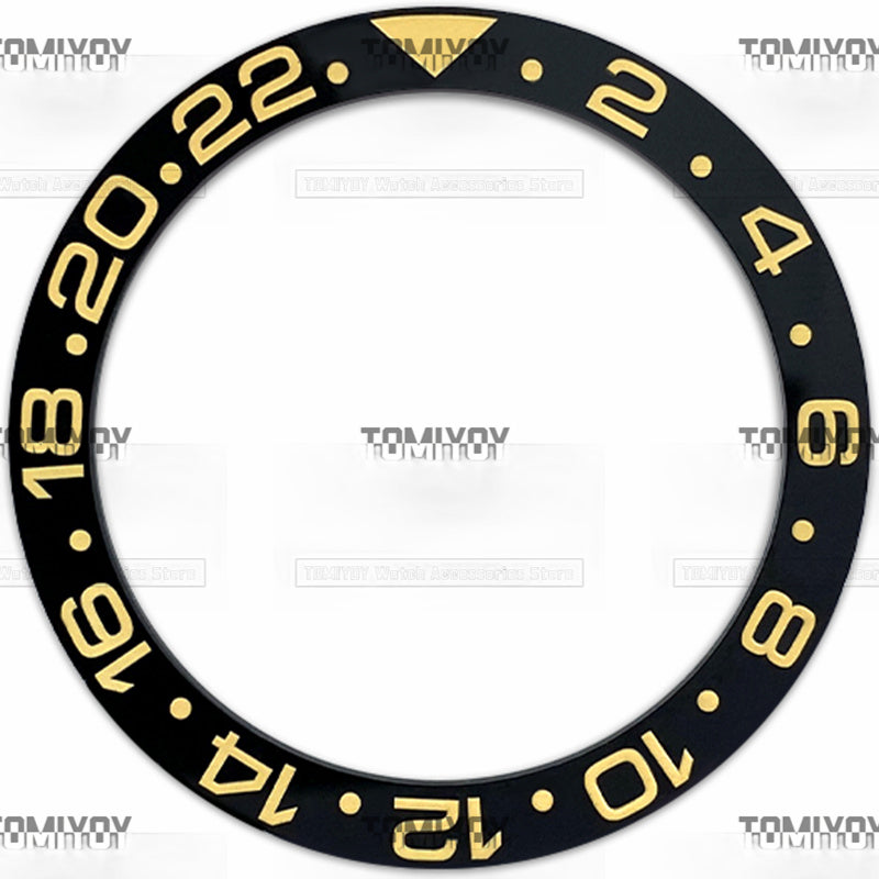 38MM Black Ceramics Flat Watch Bezel Insert Fit For S-K-X Mechanical Wristwatch