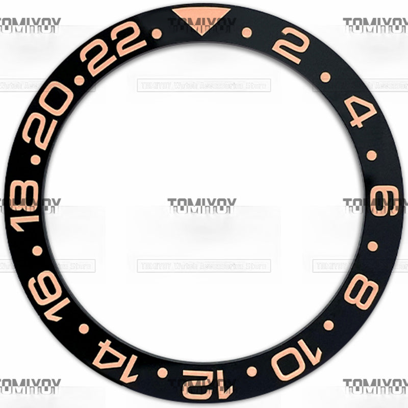 38MM Black Ceramics Flat Watch Bezel Insert Fit For S-K-X Mechanical Wristwatch