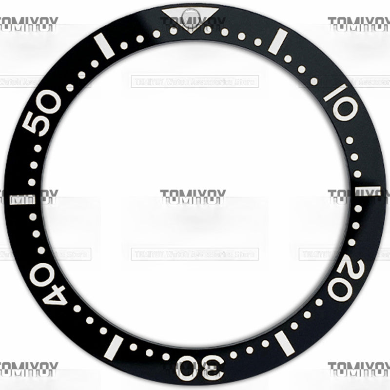 38MM Black Ceramics Flat Watch Bezel Insert Fit For S-K-X Mechanical Wristwatch