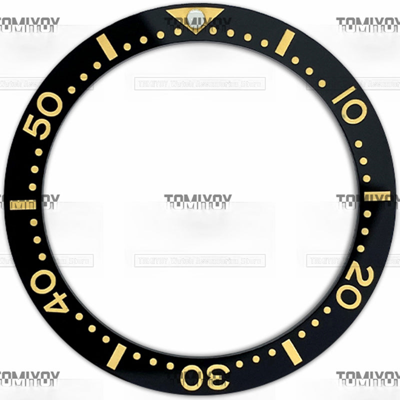 38MM Black Ceramics Flat Watch Bezel Insert Fit For S-K-X Mechanical Wristwatch