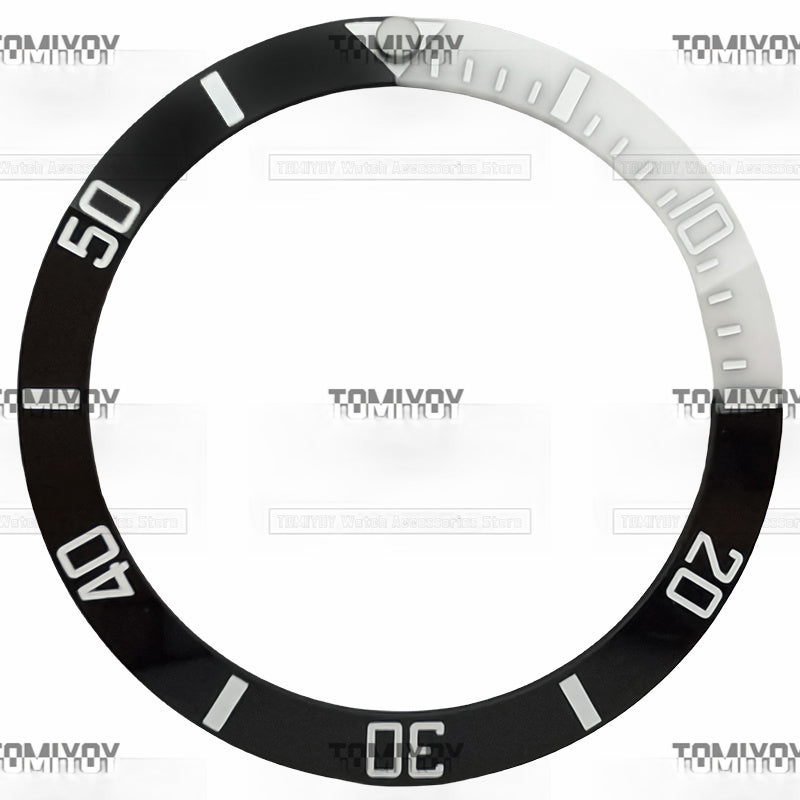 38MM Blue Grey Green White Quarter Intercolor Ceramic Sloped Watch Bezel Insert Fit For S-K-X Mechanical Wristwatch