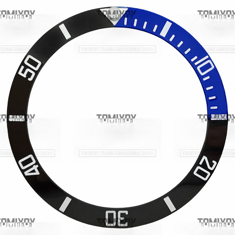 38MM Blue Grey Green White Quarter Intercolor Ceramic Sloped Watch Bezel Insert Fit For S-K-X Mechanical Wristwatch