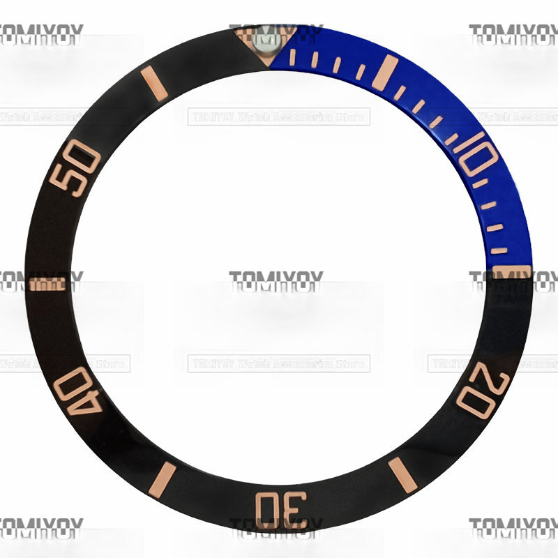 38MM Blue Grey Green White Quarter Intercolor Ceramic Sloped Watch Bezel Insert Fit For S-K-X Mechanical Wristwatch