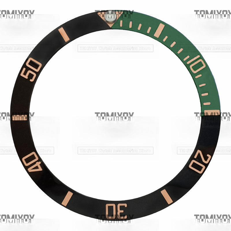 38MM Blue Grey Green White Quarter Intercolor Ceramic Sloped Watch Bezel Insert Fit For S-K-X Mechanical Wristwatch
