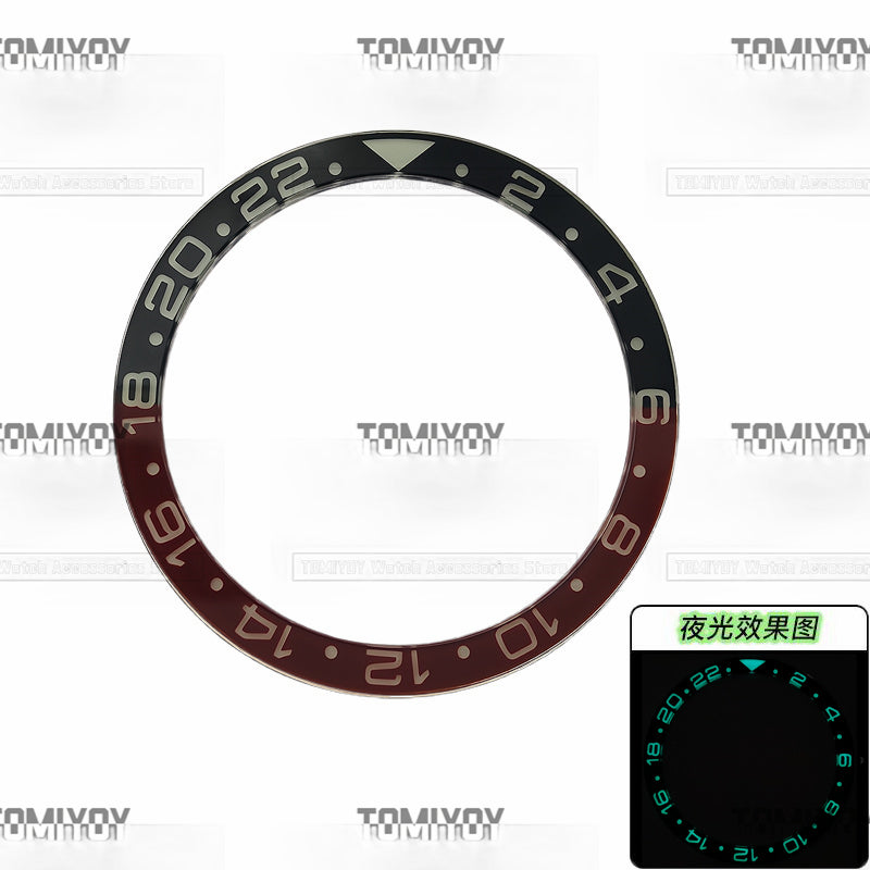 38MM Ice Blue Luminous Sapphire Crystal Flat Watch Bezel Insert Fit For S-K-X Mechanical Wristwatch