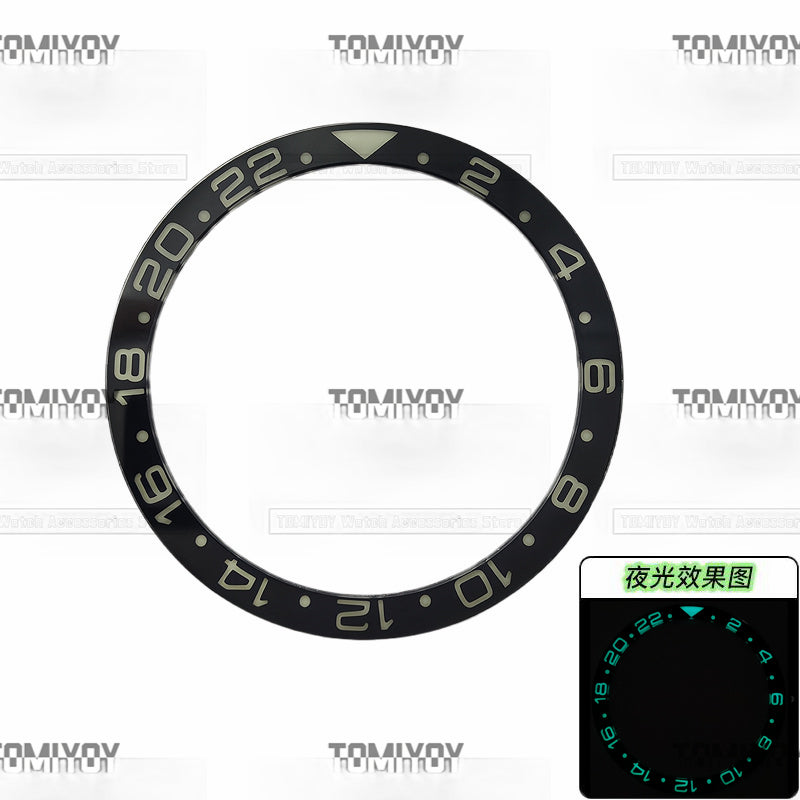 38MM Ice Blue Luminous Sapphire Crystal Flat Watch Bezel Insert Fit For S-K-X Mechanical Wristwatch