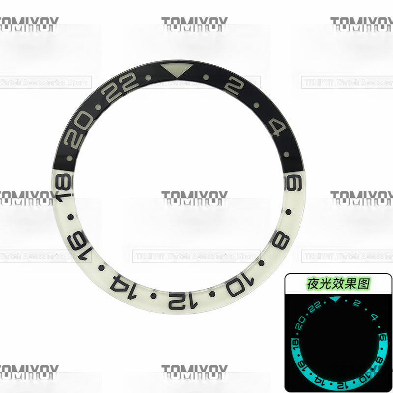 38MM Ice Blue Luminous Sapphire Crystal Flat Watch Bezel Insert Fit For S-K-X Mechanical Wristwatch