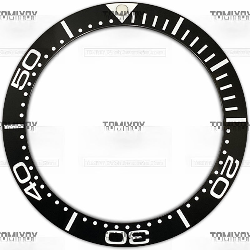 38MM Black Blue Colored Words Ceramic Sloped Watch Bezel Fit For O-M-G Sea300 Series Men's Mechanical Watches