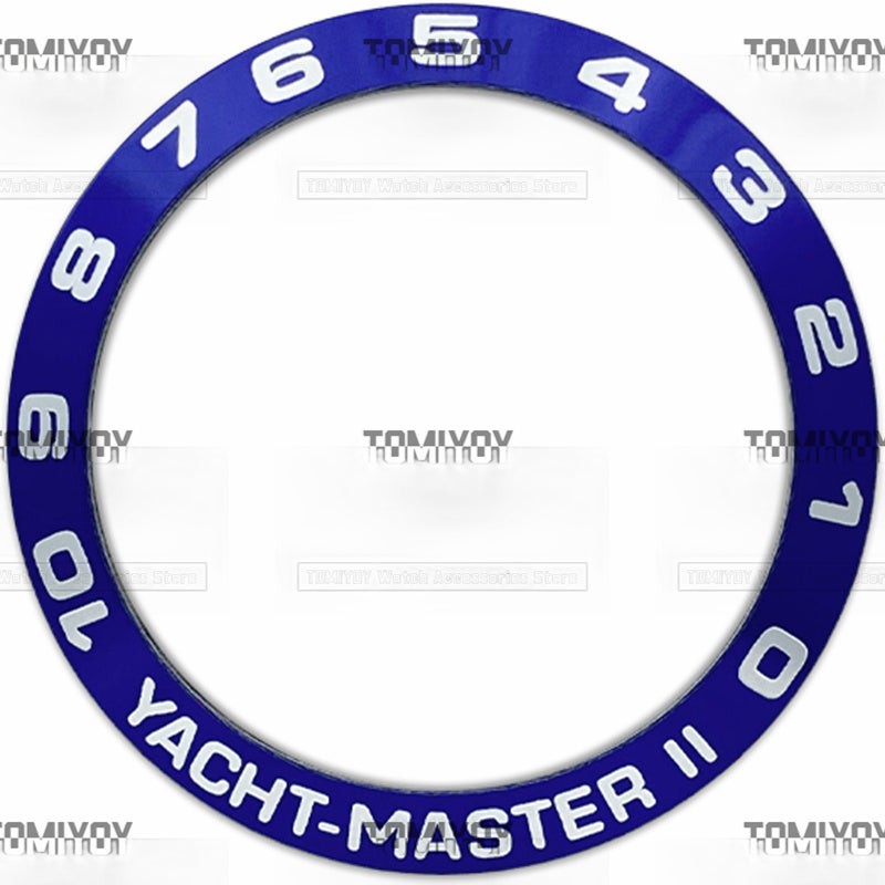 38MM Blue Sliver Gold Numbers Aluminum Sloped Watch Bezel Insert Fit For R-L-X YM2 Mechanical Wristwatch