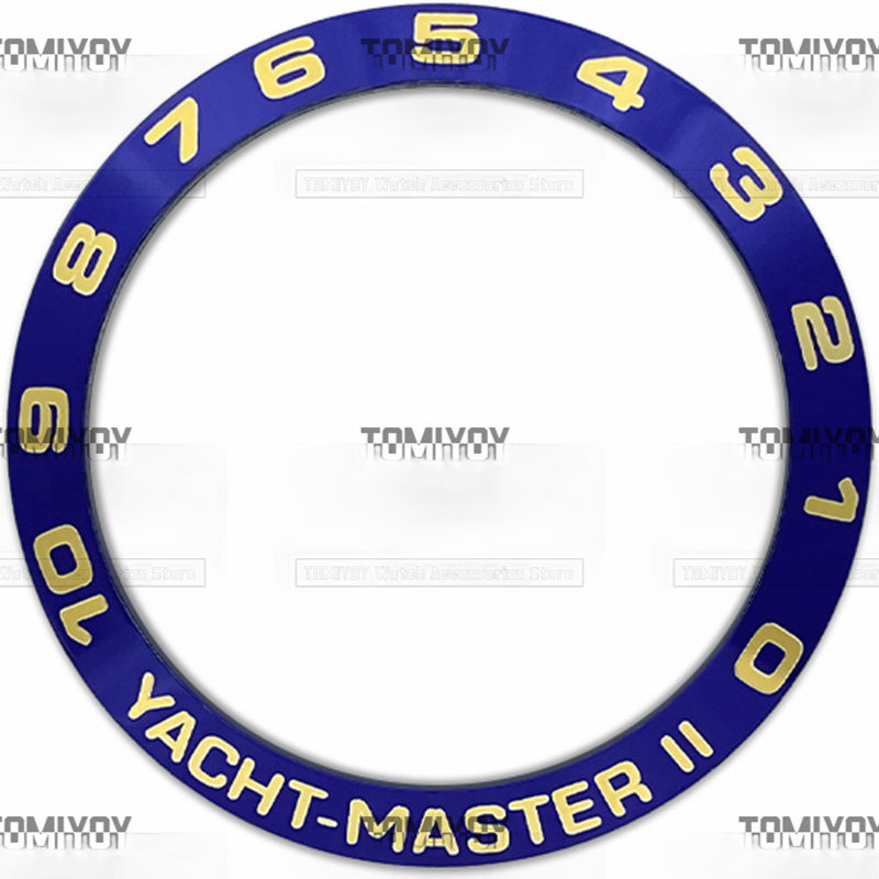 38MM Blue Sliver Gold Numbers Aluminum Sloped Watch Bezel Insert Fit For R-L-X YM2 Mechanical Wristwatch