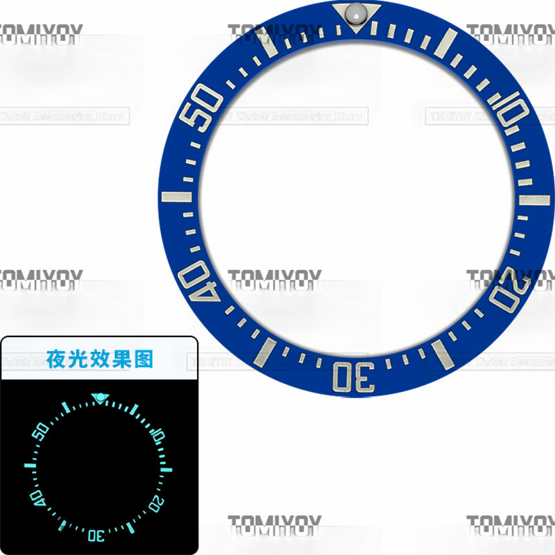 40MM Ice Blue Luminous Blue Black Green Ceramic Sloped Watch Bezel Insert Fit For R-L-X SEA Mechanical Wristwatch