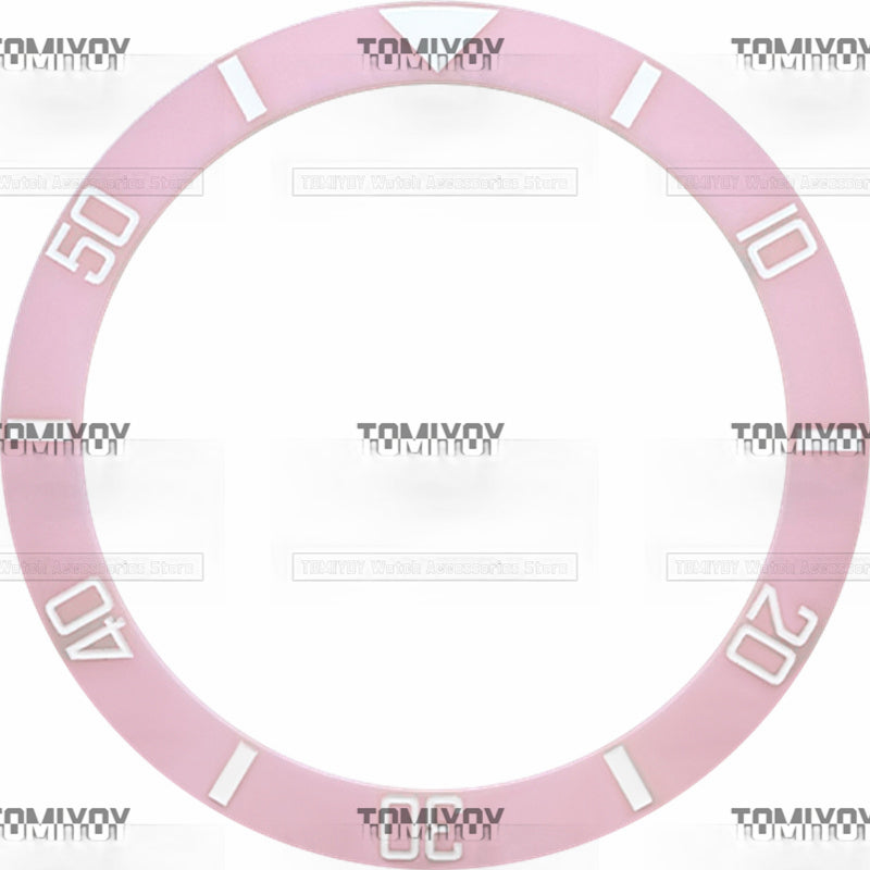 38MM Black White Pink Ceramics Sloped Watch Bezel Insert Fit For R-L-X SUB Mechanical Wristwatch