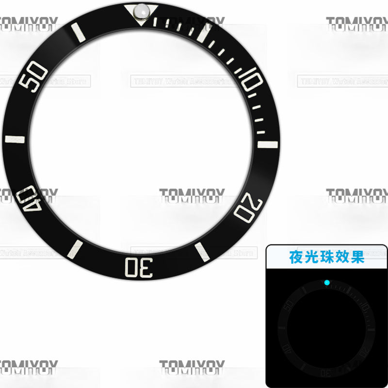 38MM Blue Luminous Dot Ceramic Sloped Watch Bezel Insert Fit For R-L-X SUB Mechanical Wristwatch