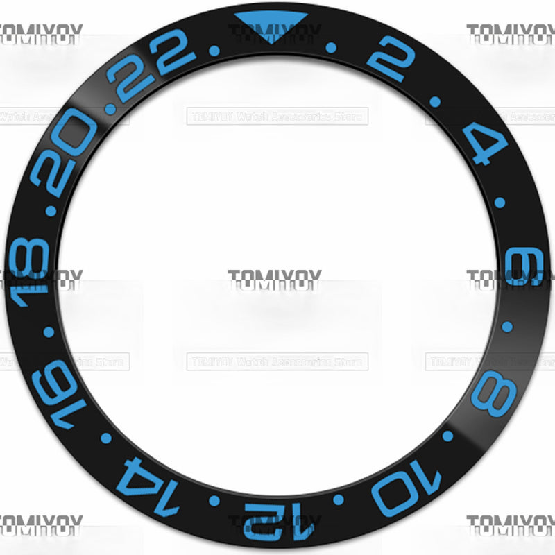 38MM Black Blue Green Ceramics Sloped Watch Bezel Insert Fit For R-L-X GMT Mechanical Wristwatch