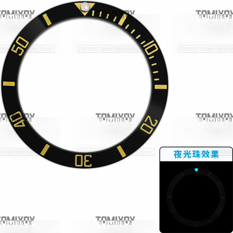 38MM Blue Luminous Dot Ceramic Sloped Watch Bezel Insert Fit For R-L-X SUB Mechanical Wristwatch