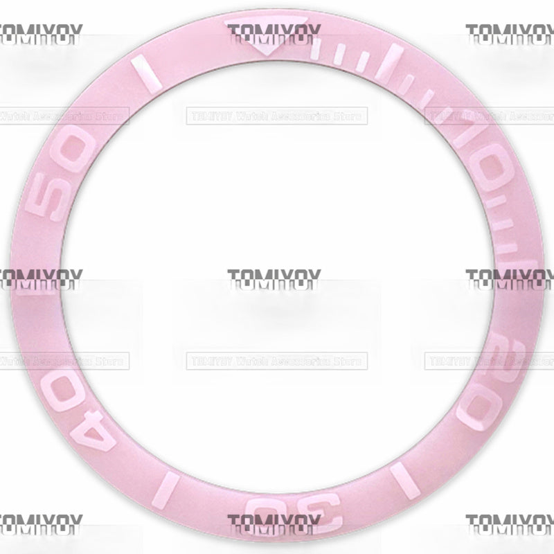 38MM Gold White Brown Blue Pink Convex Ceramics Sloped Watch Bezel Insert Fit For R-L-X YM Mechanical Wristwatch