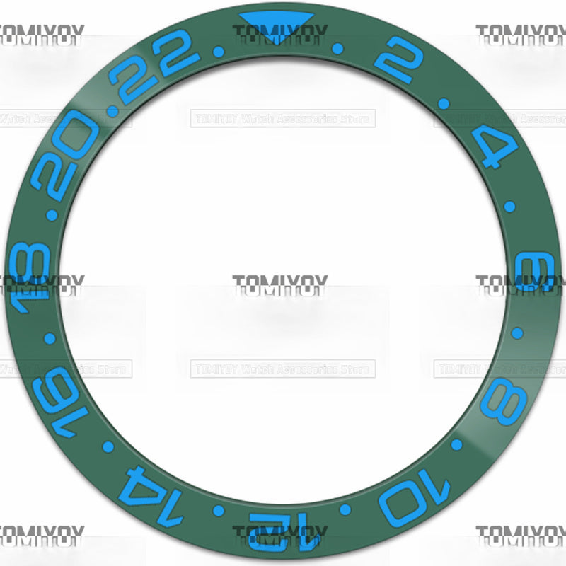 38MM Black Blue Green Ceramics Sloped Watch Bezel Insert Fit For R-L-X GMT Mechanical Wristwatch