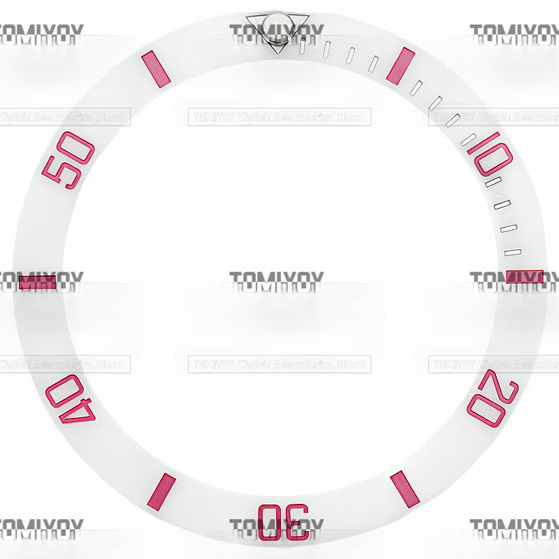 38MM Black White Imitation Carbon Fiber Ceramics Sloped Watch Bezel Insert Fit For R SUB Mechanical Wristwatch