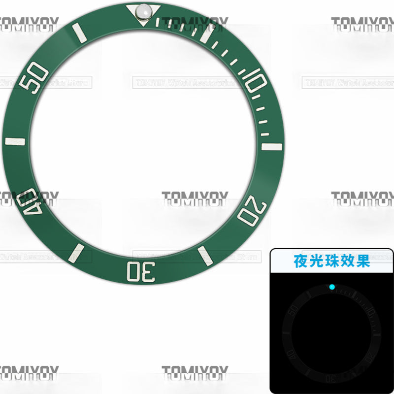 38MM Blue Luminous Dot Ceramic Sloped Watch Bezel Insert Fit For R-L-X SUB Mechanical Wristwatch