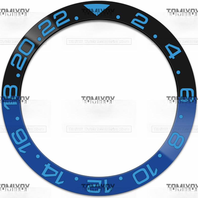 38MM Black Blue Green Ceramics Sloped Watch Bezel Insert Fit For R-L-X GMT Mechanical Wristwatch