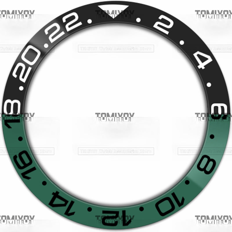 38MM Black Blue Green Ceramics Sloped Watch Bezel Insert Fit For R-L-X GMT Mechanical Wristwatch