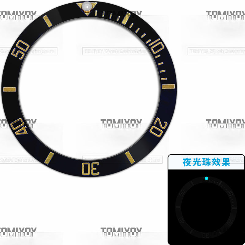 38MM Blue Luminous Dot Ceramic Sloped Watch Bezel Insert Fit For R-L-X SUB Mechanical Wristwatch